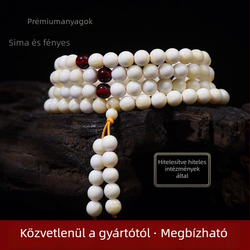 Uniszex 108 gyöngyös karkötő, egyszálas, csontporcelán és méhviasz, Zhengzhou