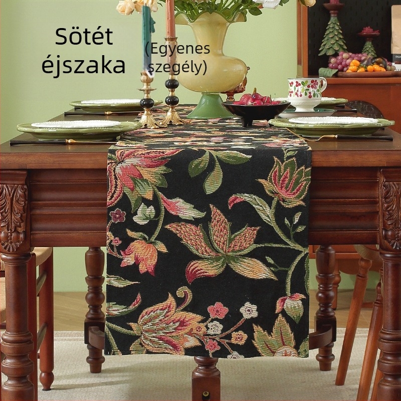 Mediterrán stílusú asztali zászló és szekrényfedél készlet a nappaliba – poliészter, pamut-szövet imitáció