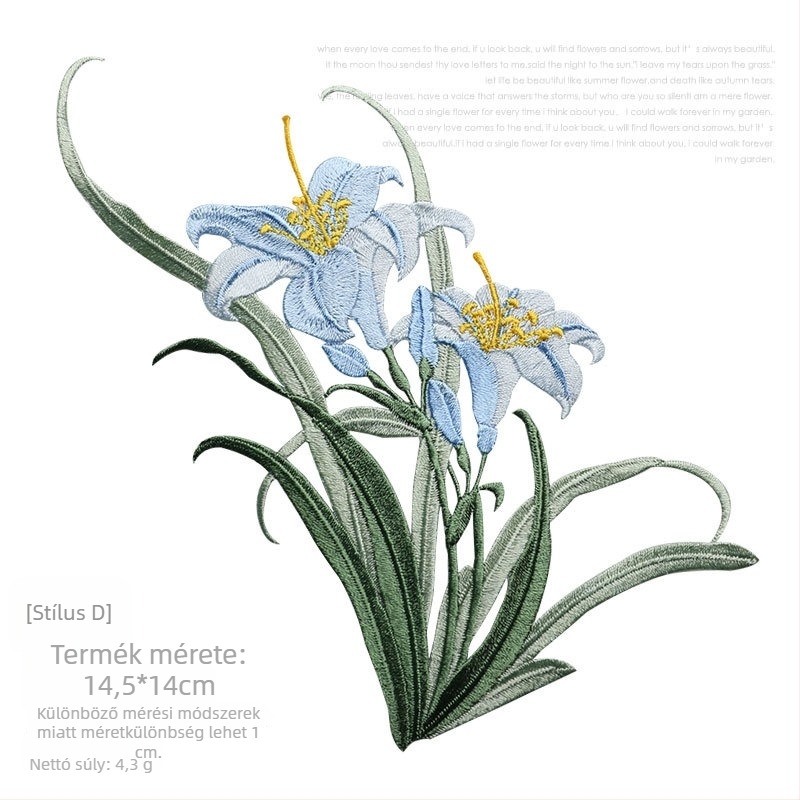 Vasalható orchidea hímzett applikáció Hanfu-hoz és ruhákhoz — rayon, Rainbow Embroidery