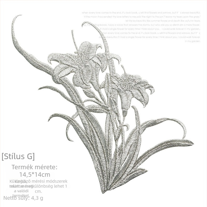 Vasalható orchidea hímzett applikáció Hanfu-hoz és ruhákhoz — rayon, Rainbow Embroidery