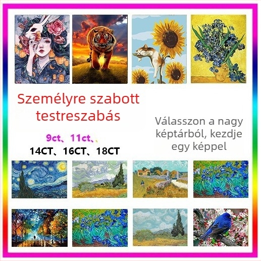 Keresztöltés készlet – Tájkép fehér pamutvásznon, 11-ct, modern minimalista stílus, Meng Lin Mei