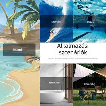 Kapucnis mikroszálas törölköző-fürdőköpeny felnőtteknek, uniszex – nedvszívó, 400gsm, poliészter 70–80%