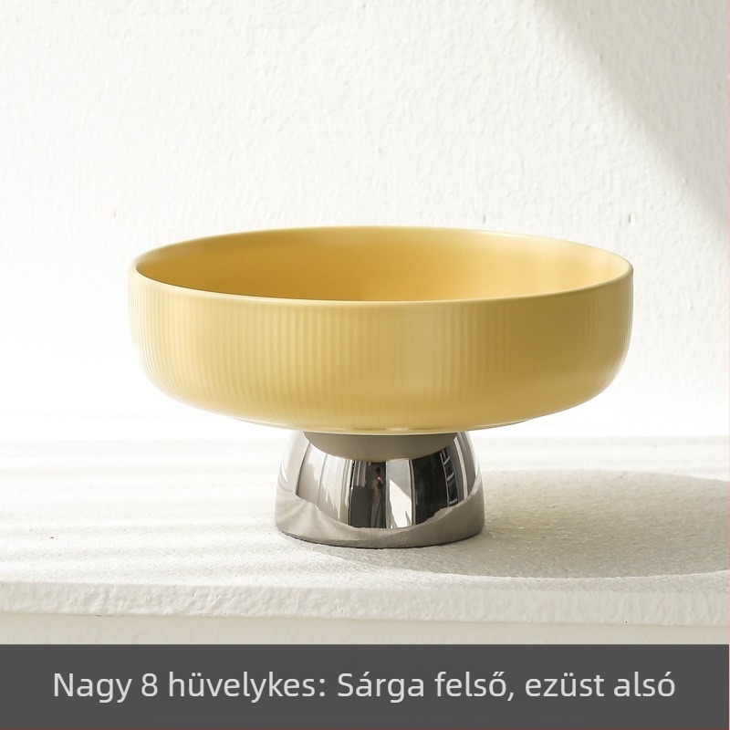 Porcelán gyümölcstál magas talppal, skandináv stílus, egyszerű nappali dekoráció