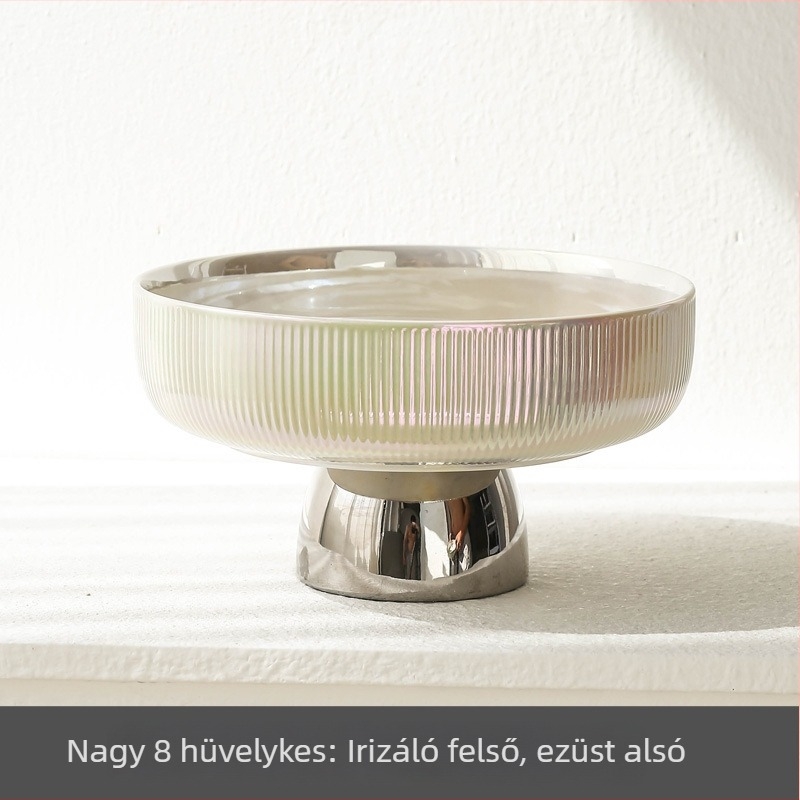 Porcelán gyümölcstál magas talppal, skandináv stílus, egyszerű nappali dekoráció