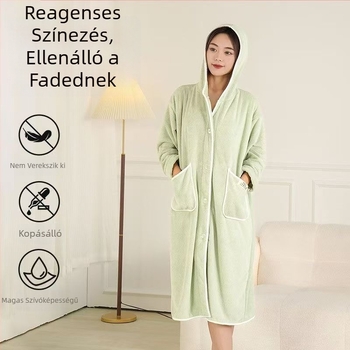 Női fürdőköntös — téli fleece, pamut-mikroszál, 600 g