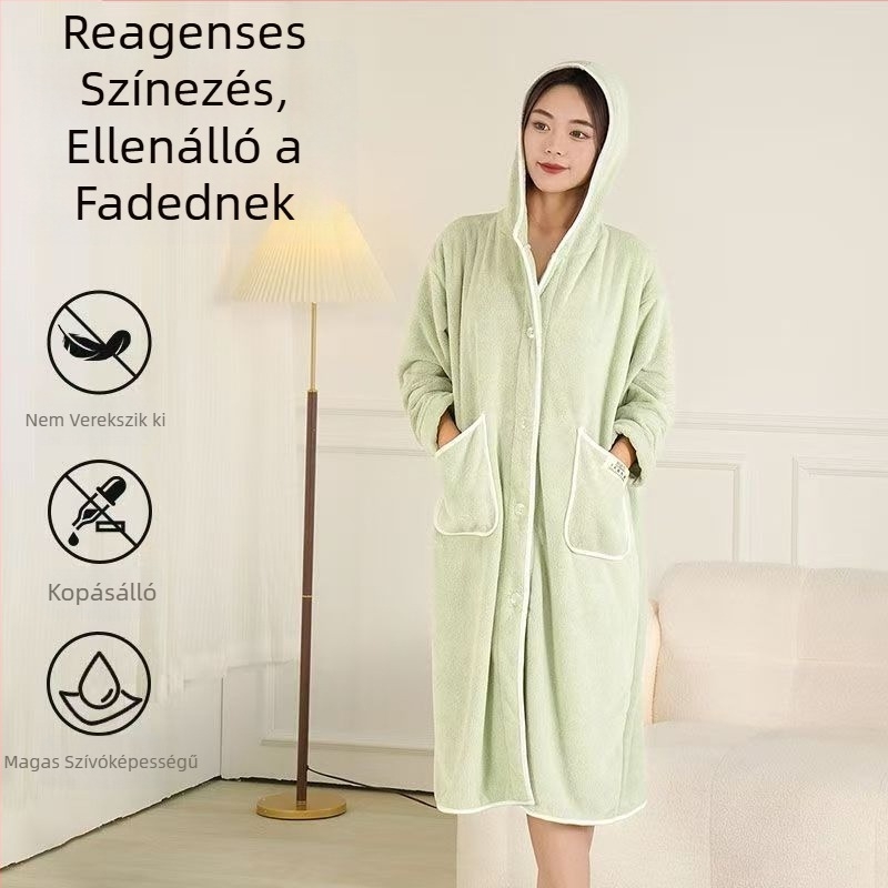 Női fürdőköntös — téli fleece, pamut-mikroszál, 600 g