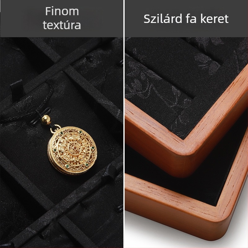 Fából készült ékszertálca – téglalap alakú, kézzel készített, ősi stílusú