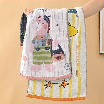Tiszta pamut géz törölköző arcra és fürdésre, Jacquard, 40s szál, 80-100 g