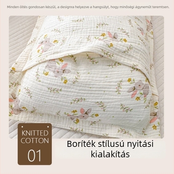Baba párnahuzat és törölköző – tiszta pamut géz, >95% pamut, reaktív nyomtatás és festés, vidéki stílus