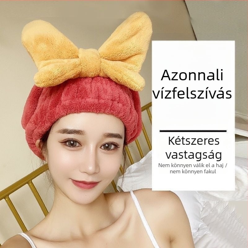 Korall plüss hajszárító sapka – egyszerű és aranyos stílus, 150D szál, sima szövés, súly 50–79 g