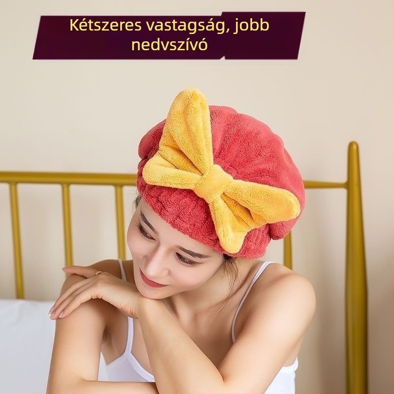 Korall plüss hajszárító sapka – egyszerű és aranyos stílus, 150D szál, sima szövés, súly 50–79 g
