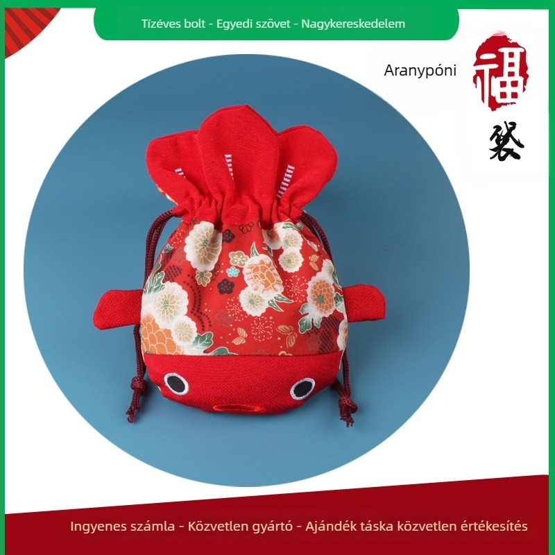 Ékszertáska, poliészter, japán stílus, anime karikatúra mintázat, puha