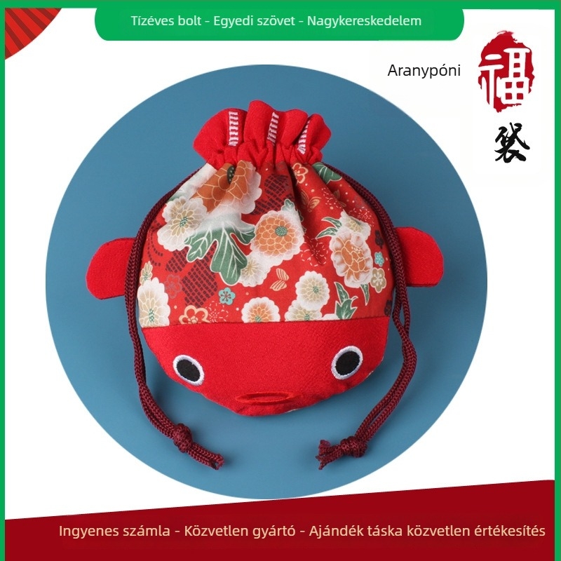 Ékszertáska, poliészter, japán stílus, anime karikatúra mintázat, puha