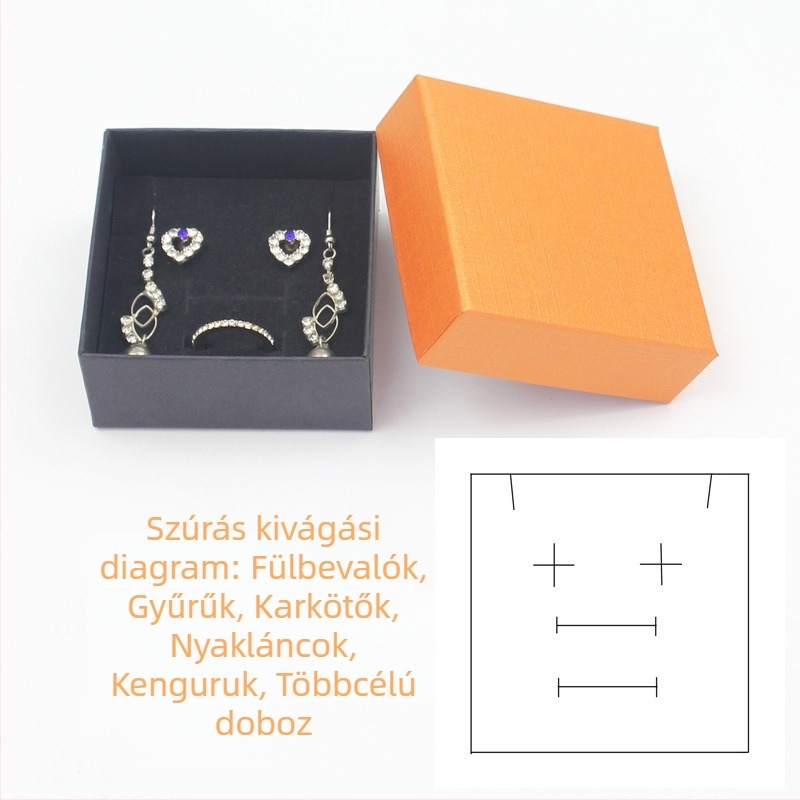 Gyűrűk csomagoló doboza 1–3 gyűrűhöz, papír/karton anyagú, ékszerek csomagolására