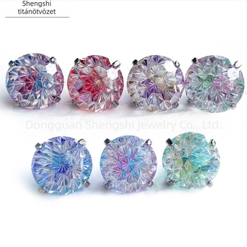 F136 Titanium Gradient Fireworks kivágott Zircon fülbevalók, ajak- és nyelvpiercing, testpiercing ékszerek, G23 titan ötvözet