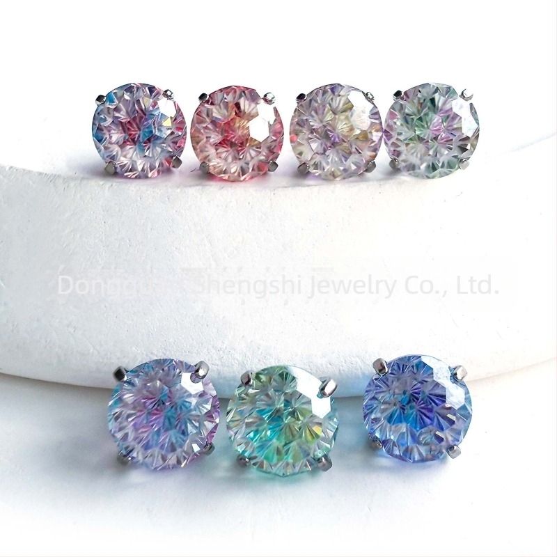 F136 Titanium Gradient Fireworks kivágott Zircon fülbevalók, ajak- és nyelvpiercing, testpiercing ékszerek, G23 titan ötvözet