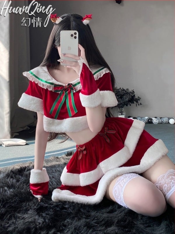 Cosplay kosztüm - Nyuszi lány / őz téma, bársony anyag, poliészter 95%+, márka Illusion, Téli 2023, játékhoz és anime szerepjátékhoz