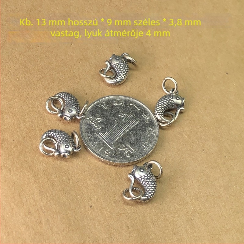 S925 Sterling ezüst - hal-drákó motívum ősi kínai stílusban, kötött kézi zsinór, gyöngyös nyakék összekapcsoló csat, DIY ékszer-kiegészítő