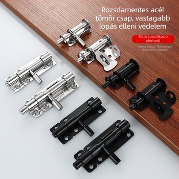 Rozsdamentes acél latch fa ajtókhoz – anti-theft, telepítés fúrás nélkül, Type A, 304/201, finoman polírozott felület