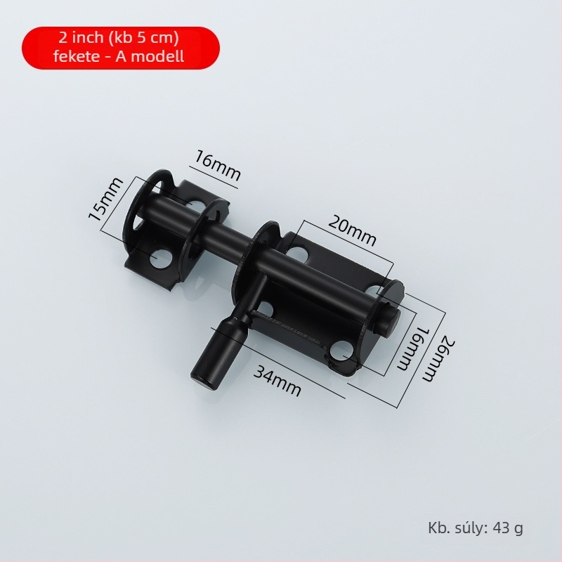 Rozsdamentes acél latch fa ajtókhoz – anti-theft, telepítés fúrás nélkül, Type A, 304/201, finoman polírozott felület