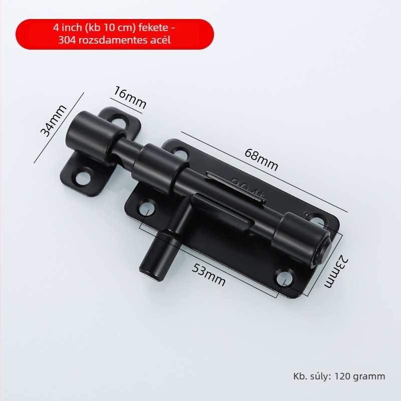 Rozsdamentes acél latch fa ajtókhoz – anti-theft, telepítés fúrás nélkül, Type A, 304/201, finoman polírozott felület