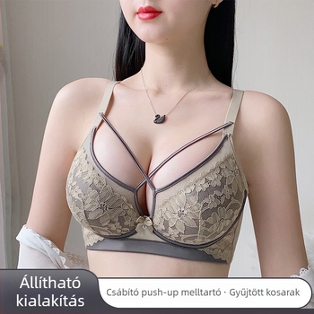 Vezeték nélküli push-up melltartó felső tartással, állítható kialakítás, 3/4 kosár, vastag formázott kosár, hátul háromsoros zár