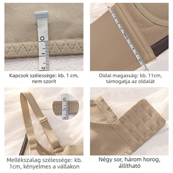 Vezeték nélküli push-up melltartó felső tartással, állítható kialakítás, 3/4 kosár, vastag formázott kosár, hátul háromsoros zár