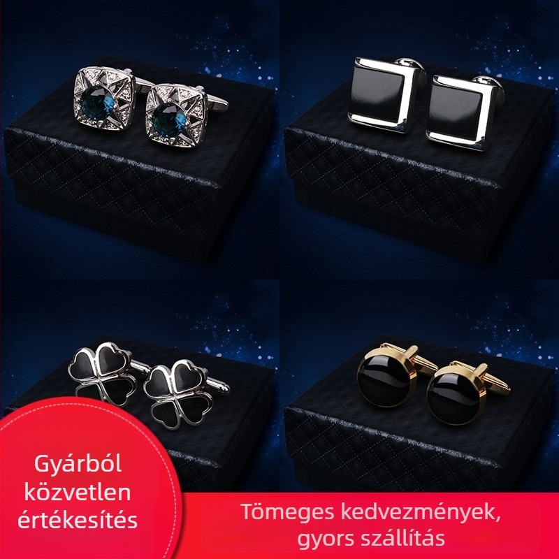 Mandzsettagombok (ötvözet, egyszerű férfi stílus, geometriai design, elektroplatált felület)