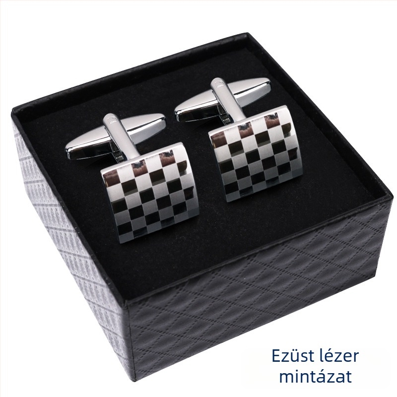 Mandzsettagombok (ötvözet, egyszerű férfi stílus, geometriai design, elektroplatált felület)