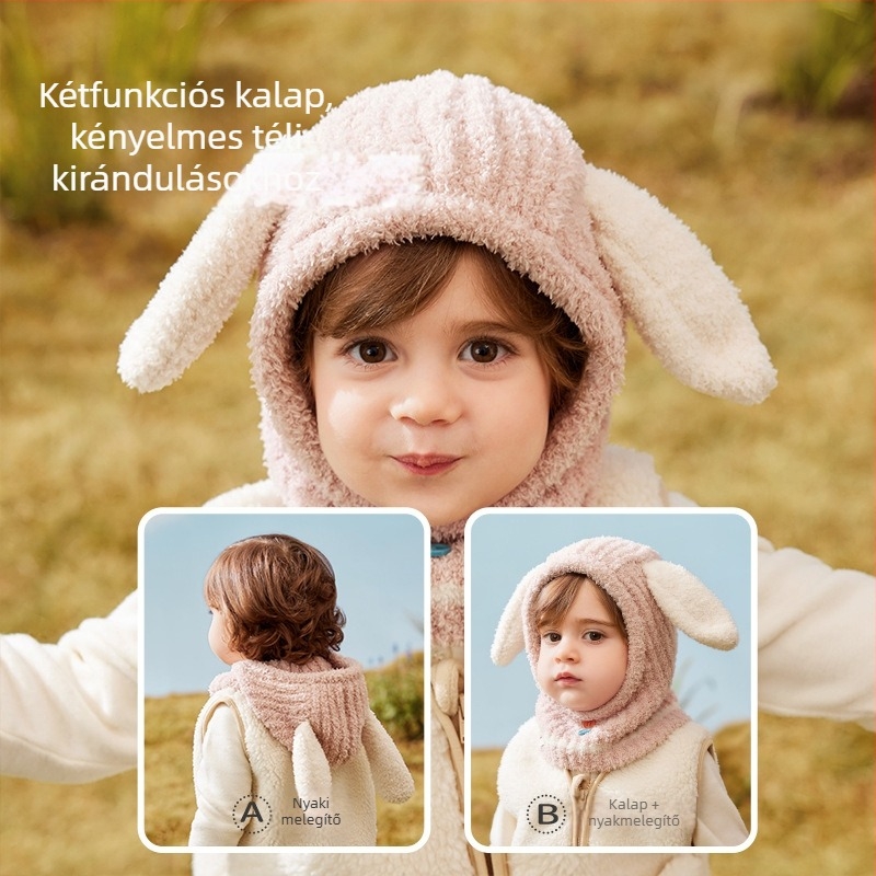 Lemon Baby uniszex téli sapka beépített nyakmelegítővel és fülvédővel – pulóver-stílusú fejfedő 6–72 hónapos korosztálynak