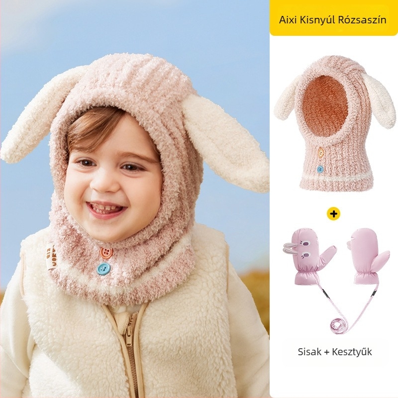 Lemon Baby uniszex téli sapka beépített nyakmelegítővel és fülvédővel – pulóver-stílusú fejfedő 6–72 hónapos korosztálynak