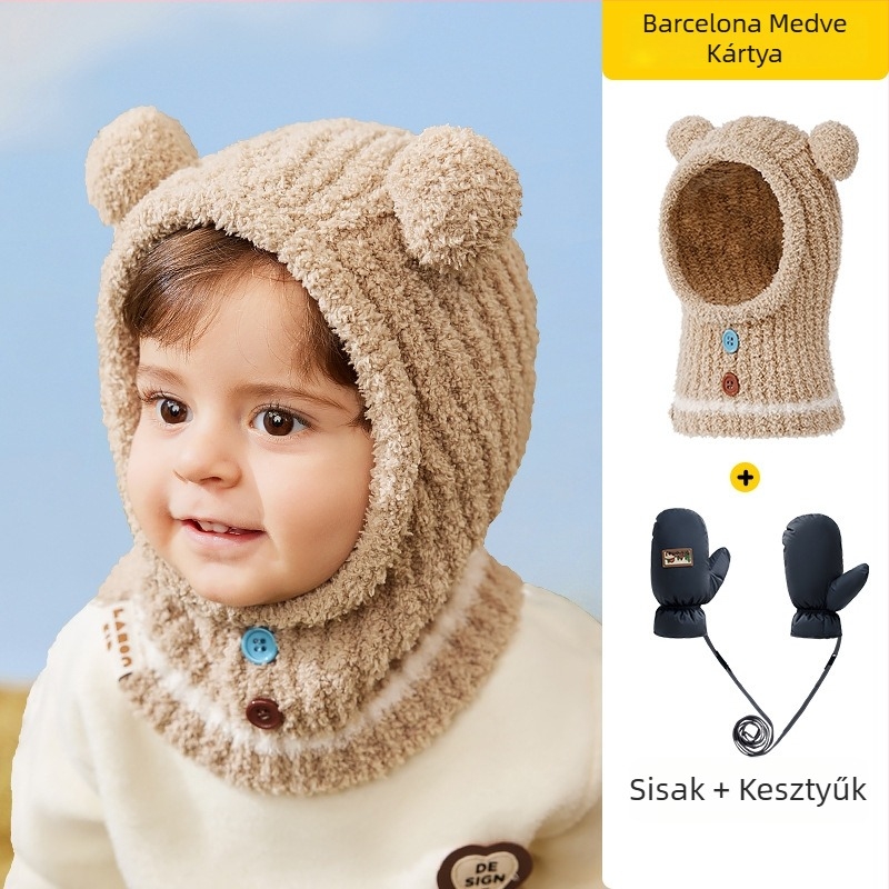 Lemon Baby uniszex téli sapka beépített nyakmelegítővel és fülvédővel – pulóver-stílusú fejfedő 6–72 hónapos korosztálynak