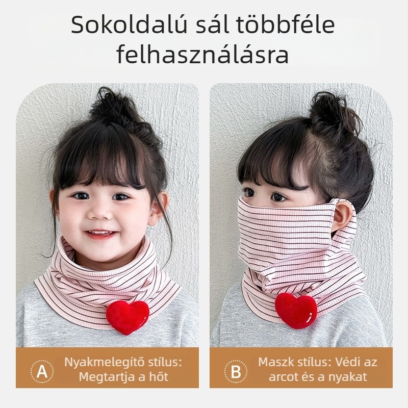 Gyerekeknek szélvédett arcmaszk fülhurokkal és nyakmelegítő sállal