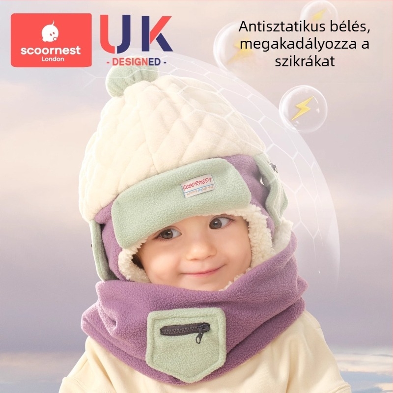 Gyerekeknek készült Lei Feng sapka téli időkre, fleece bélés, fültakaró védelem, szélálló és meleg, uniszex
