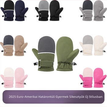 Gyerekeknek való fleece síkesztyűk, uniszex, csúszásgátló, nyomtatott design, testreszabható