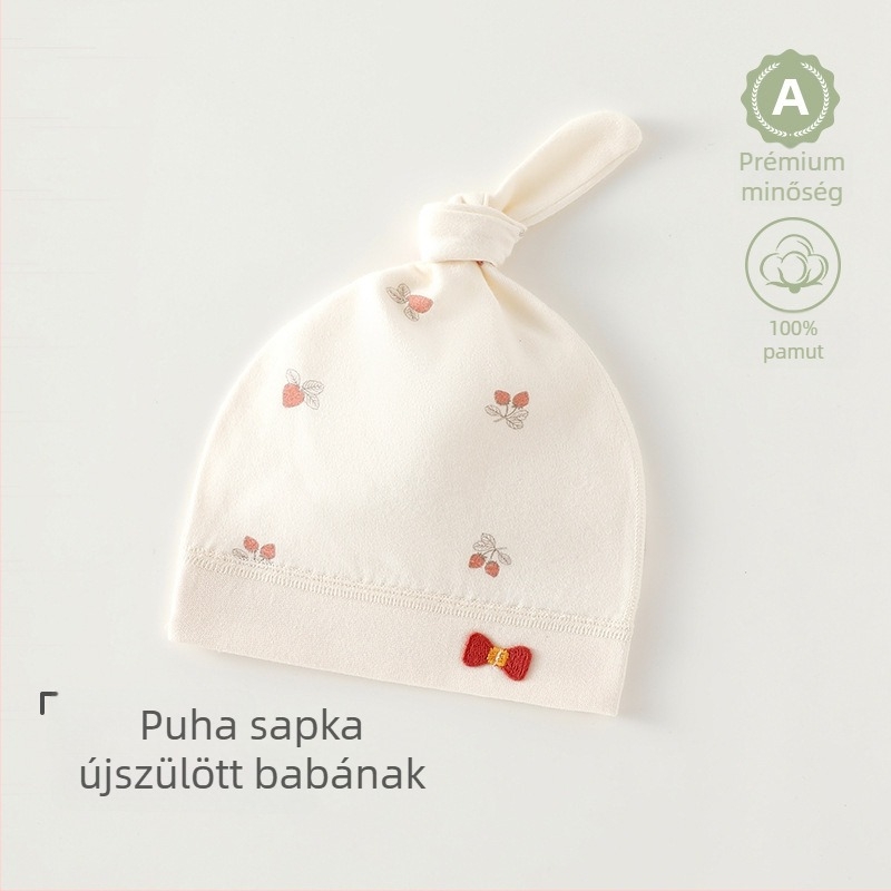 Újszülött 100% pamut sapka varrat nélküli, uniszex, aranyos babasapka 0–6 hónapos babáknak