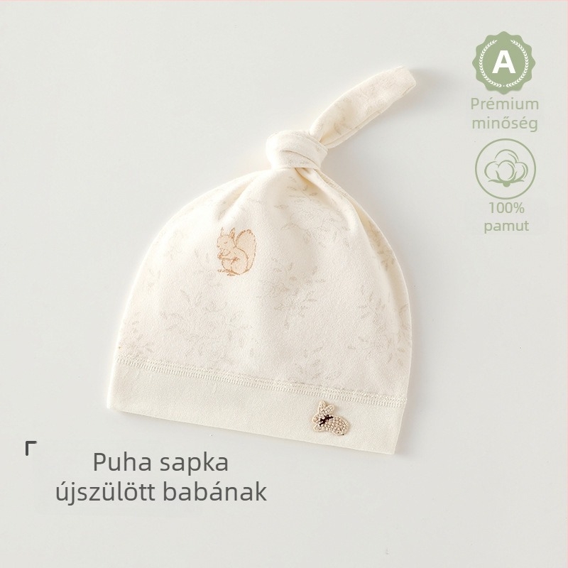 Újszülött 100% pamut sapka varrat nélküli, uniszex, aranyos babasapka 0–6 hónapos babáknak