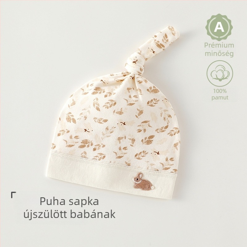 Újszülött 100% pamut sapka varrat nélküli, uniszex, aranyos babasapka 0–6 hónapos babáknak
