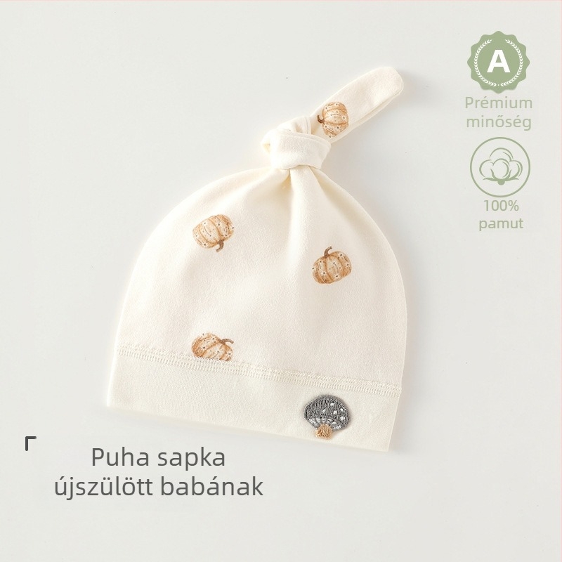 Újszülött 100% pamut sapka varrat nélküli, uniszex, aranyos babasapka 0–6 hónapos babáknak
