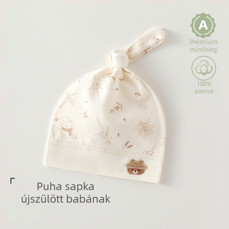Újszülött 100% pamut sapka varrat nélküli, uniszex, aranyos babasapka 0–6 hónapos babáknak