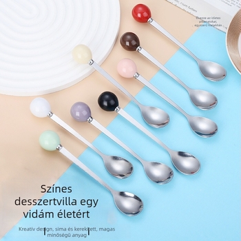 Rozsdamentes acél kanál Cartoon Ball dizájnnal – modern minimalist stílus, tükörfényes felület, logónyomtatás lehetséges