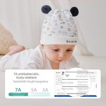 Újszülött baba kupola sapka, karima nélkül, meleg és szélálló, pamut 81–95%, minden évszakhoz