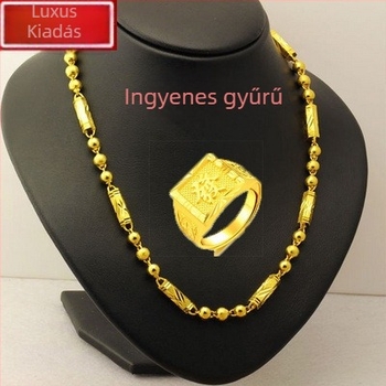 Ötvözetből készült nyaklánc golyólánccal, kézzel készített, etnikus stílus, uniszex