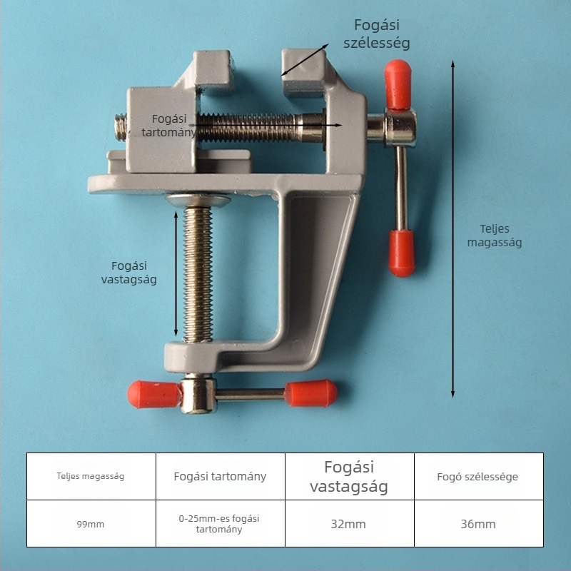 Mini asztali csavaros szorító test alumíniumötvözet – diógyöngyök rögzítésére, gyöngyszorító és diótartó