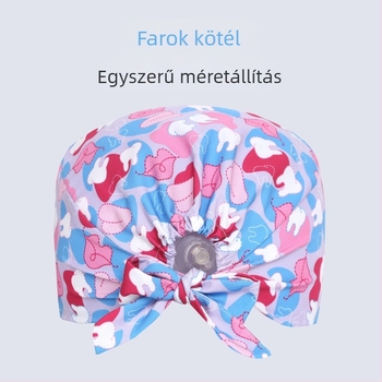 Pamut orvosi sapka, uniszex, kupola alakú, karikatúra mintával, logó nyomtatási lehetőség, lazább stílus.