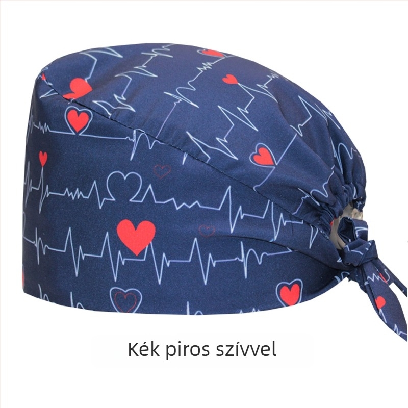 Pamut orvosi sapka, uniszex, kupola alakú, karikatúra mintával, logó nyomtatási lehetőség, lazább stílus.