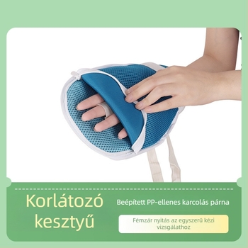 Ágyhoz kötött idős személyek demenciával — karcolás elleni, lélegző pamut kesztyű, modell 125, kézre, infravörös fűtés