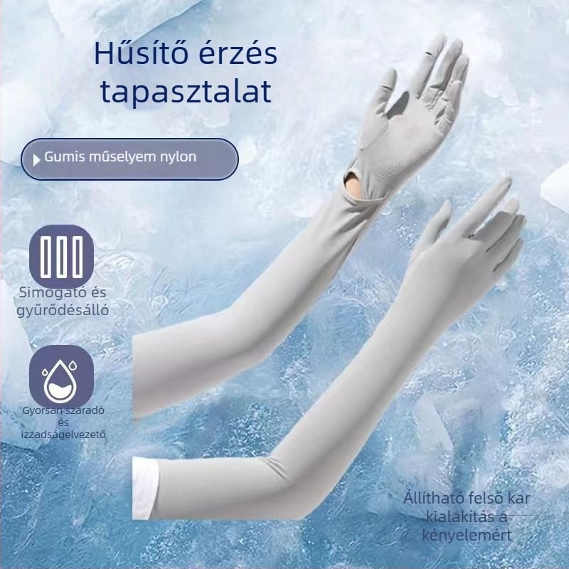 Ice Silk nejlon napsugárzás elleni karvédő kesztyűkkel, UV-védelem, légáteresztő, Nylon 81–95% anyag