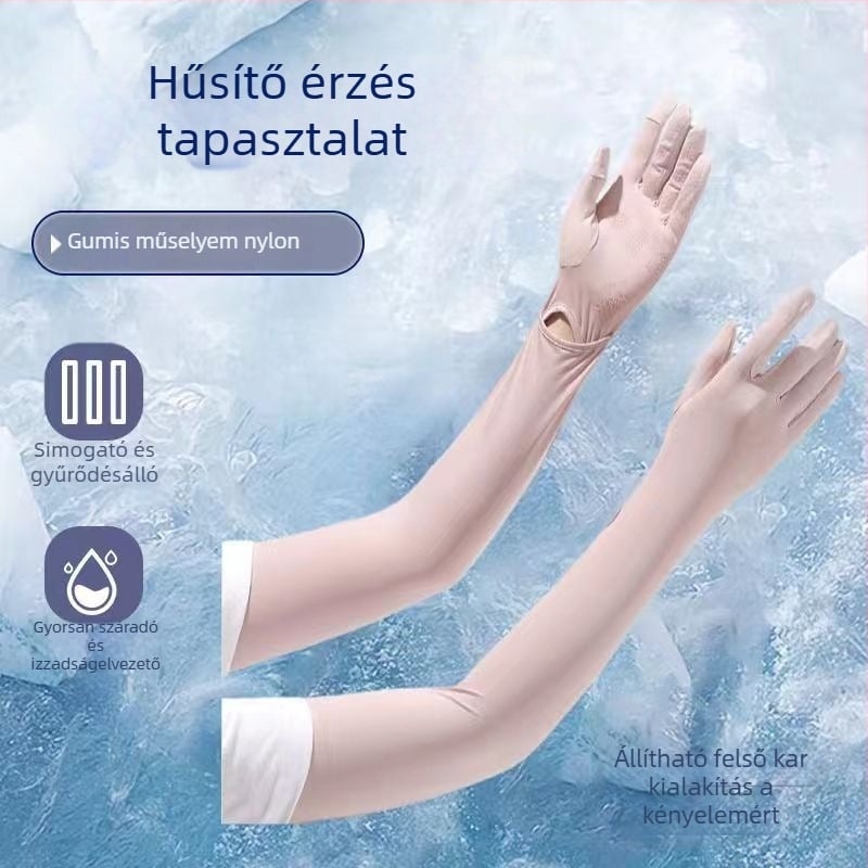 Ice Silk nejlon napsugárzás elleni karvédő kesztyűkkel, UV-védelem, légáteresztő, Nylon 81–95% anyag