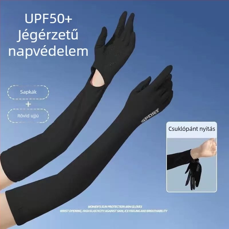 Ice Silk nejlon napsugárzás elleni karvédő kesztyűkkel, UV-védelem, légáteresztő, Nylon 81–95% anyag